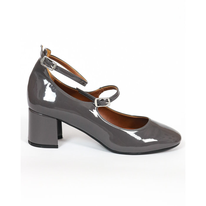 MARY JANE 2 CINTURINI CHOCOLA' GRIGIO