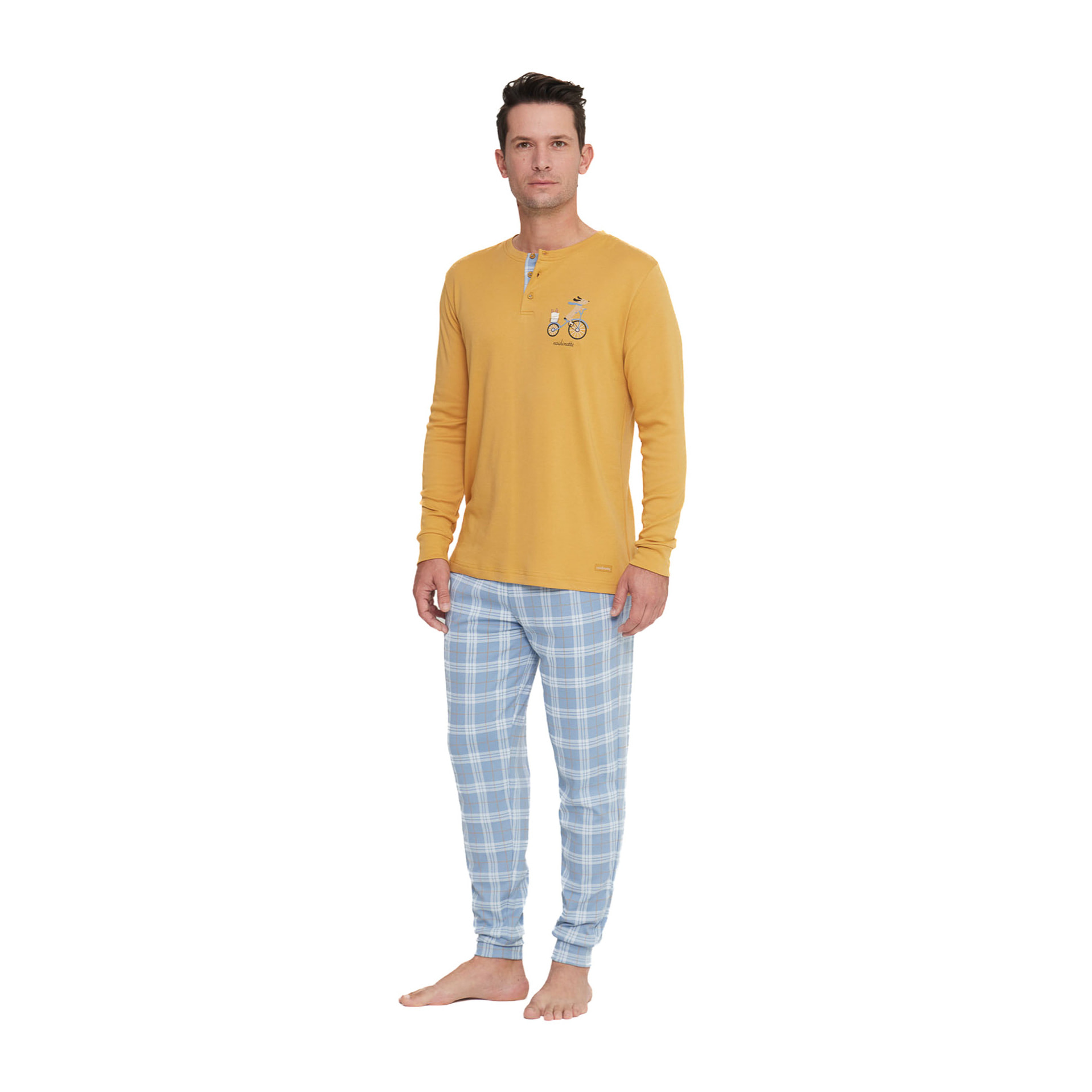 Pigiama uomo yuppie in caldo cotone con collo tre bottoni Noidinotte