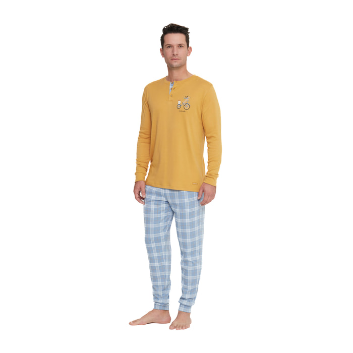 Pigiama uomo yuppie in caldo cotone con collo tre bottoni Noidinotte