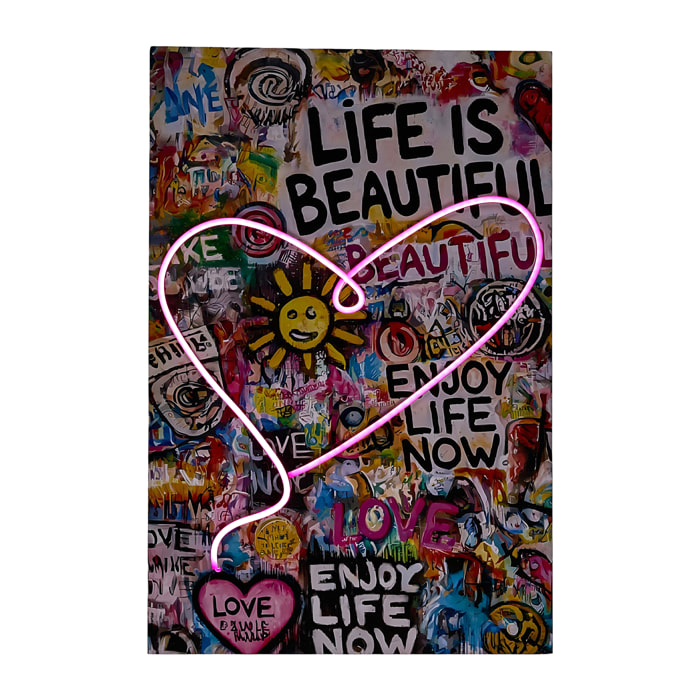Tableau LED - HOME DECO FACTORY - Coeur - Multicolore