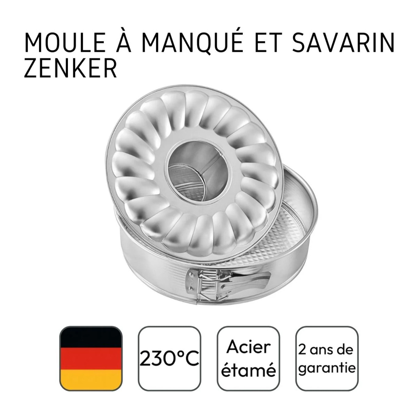 Moule à manqué et à savarin double fond 26 cm Zenker Silver