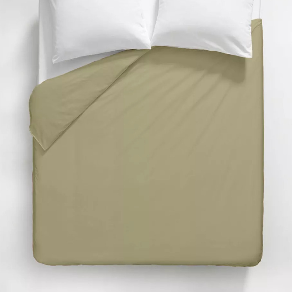 Housse de couette satin de coton uni beige Ava uni glaise