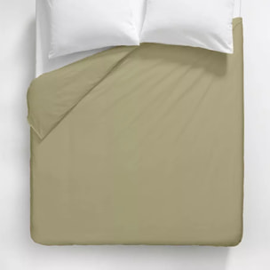 Housse de couette satin de coton uni beige Ava uni glaise