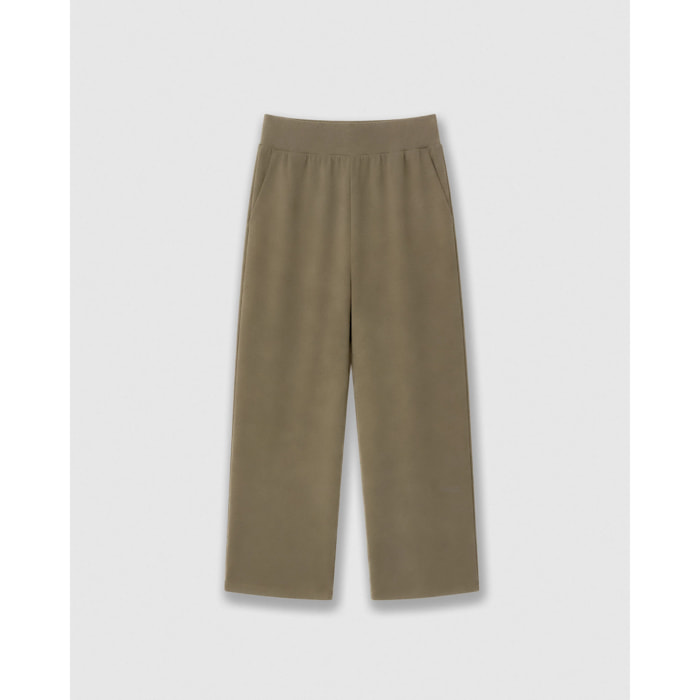 Pantalón largo fluido liso verde cacería