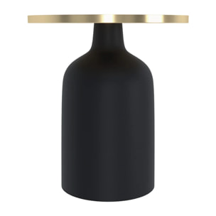 Table d'appoint ronde en métal noir et laiton D45 cm - Lyne