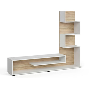 Mueble de salón Moobi en color blanco artik roble canadian y medidas 160 x 124 cm Blanco Artik (Blanco Mate) - Roble Canadian