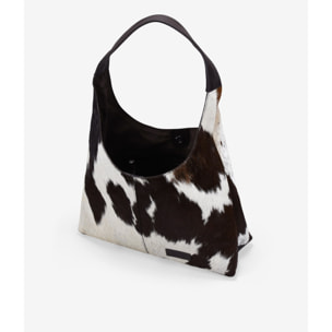 Bolso de hombro de piel con pelo efecto vaca