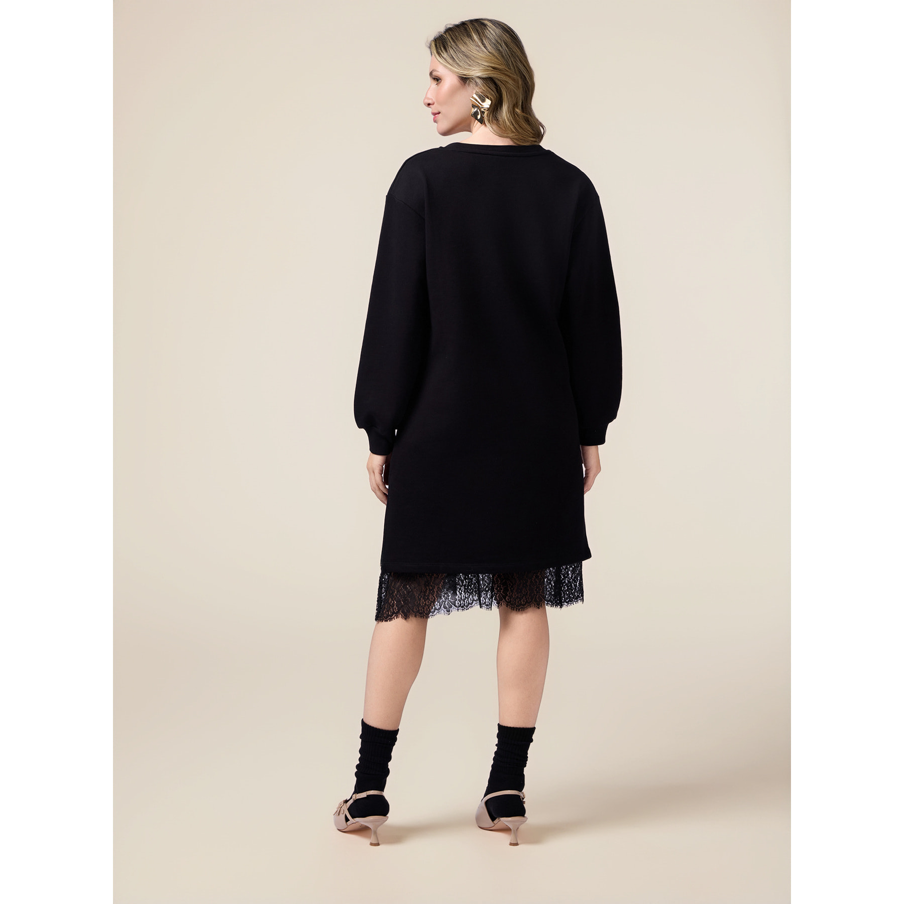 Oltre - Vestito in felpa con sottoveste - Nero