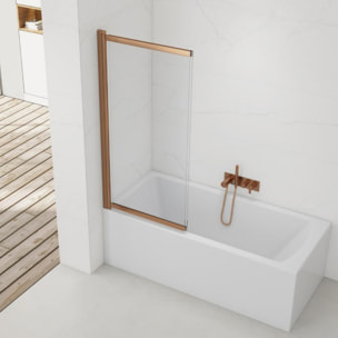Swiss Aqua Technologies Vision 140x120 cm pare-baignoire coulissant en verre, traitement Easy Clean, or rose (SATVZVI120RG)