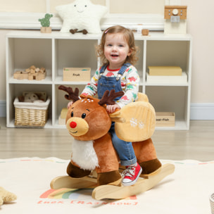 Cheval à bascule enfant jouet à bascule renne siège ceinture réglable effets sonores