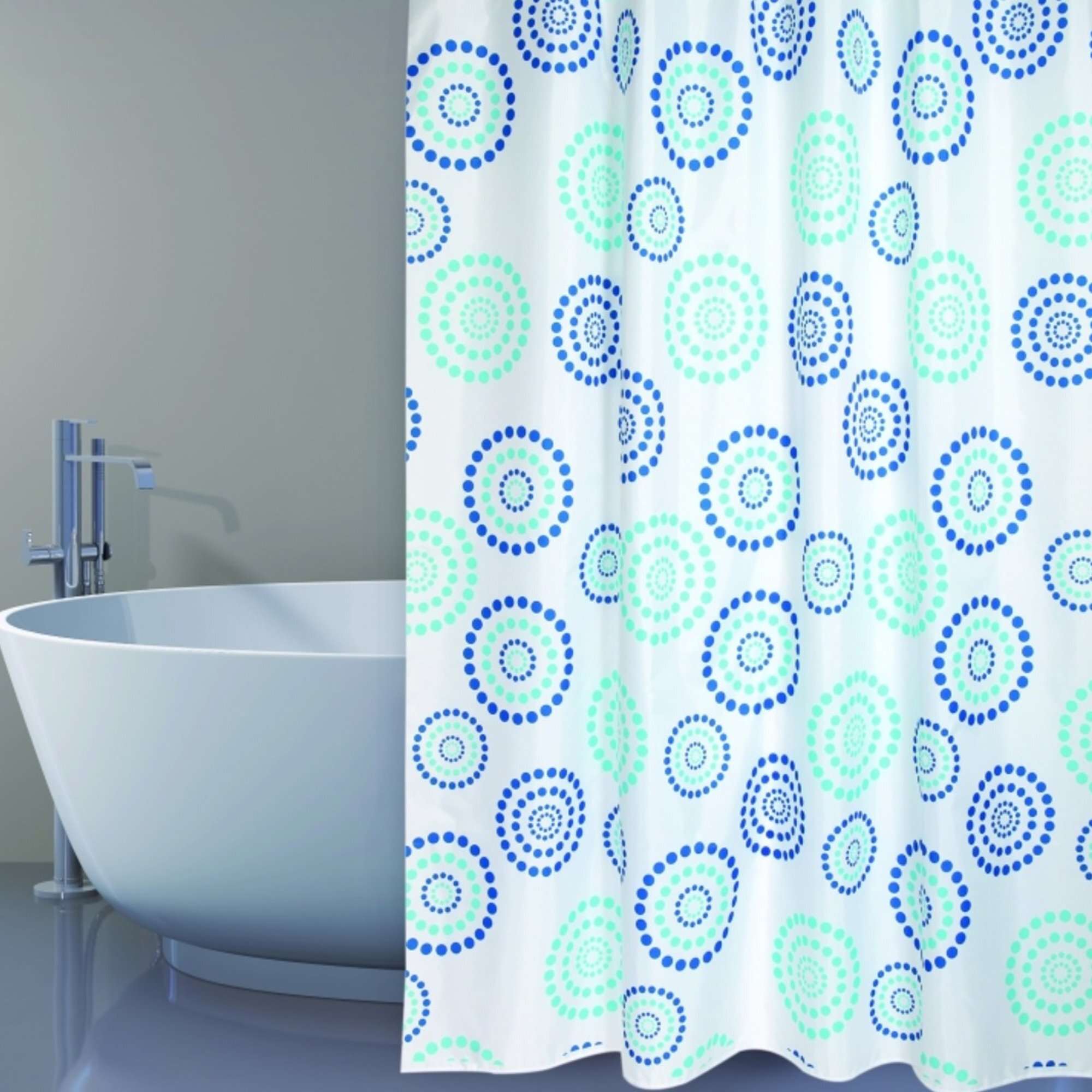 CORTINA DE BAÑO PREM.DOTS BLEU