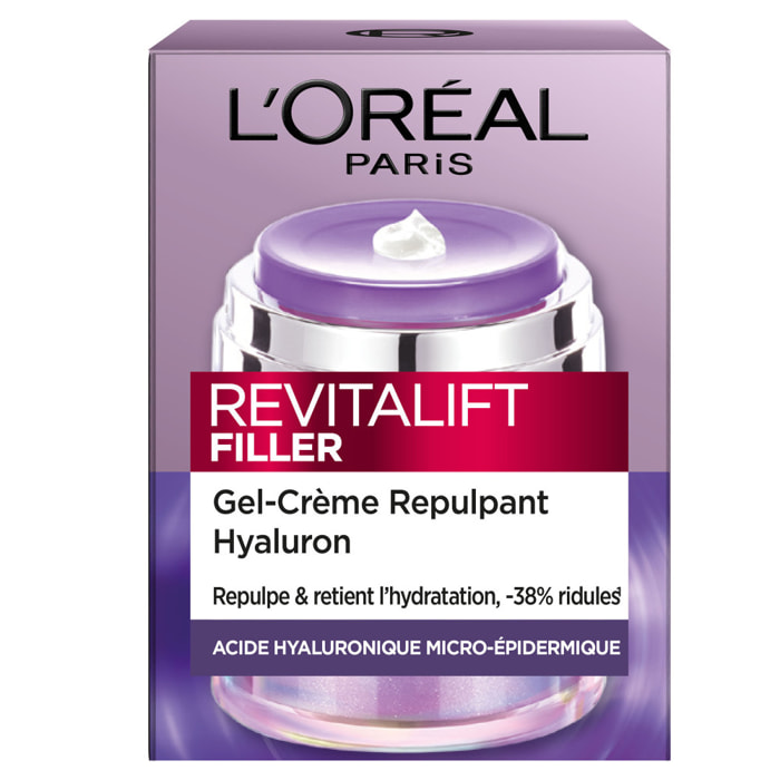 L'Oréal Paris Revitalift Filler Gel-Crème Repulpant Acide Hyaluronique, Céramides, Niacinamide & Glycérine 50 ml