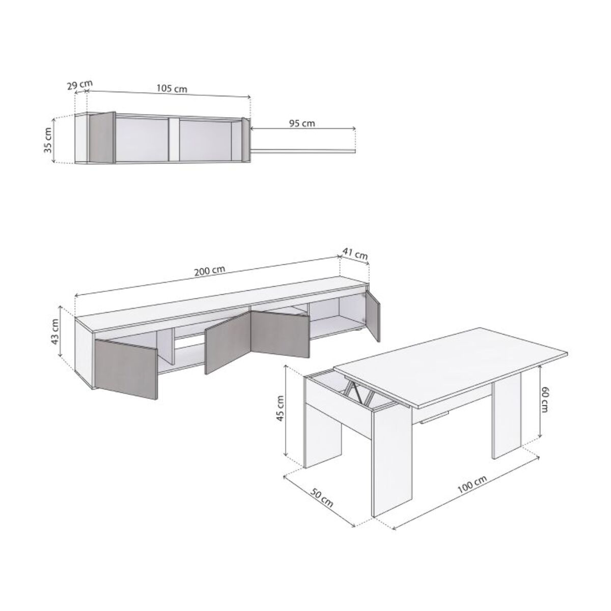 Pack salón con mesa de centro Arlet Plus V2 Blanco Artik (Blanco Mate) - Óxido