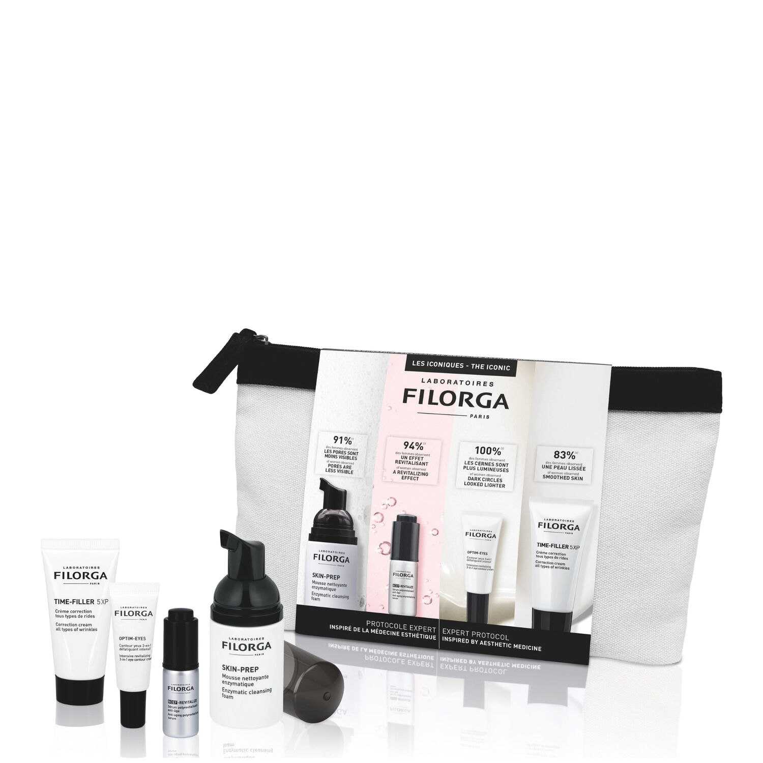 Les Iconiques - Coffret Skin-Prep 30ml + Optim-Eyes 3en1 4ml + NCEF-Revitalize 5ml + Time-Filler 5XP 15ml