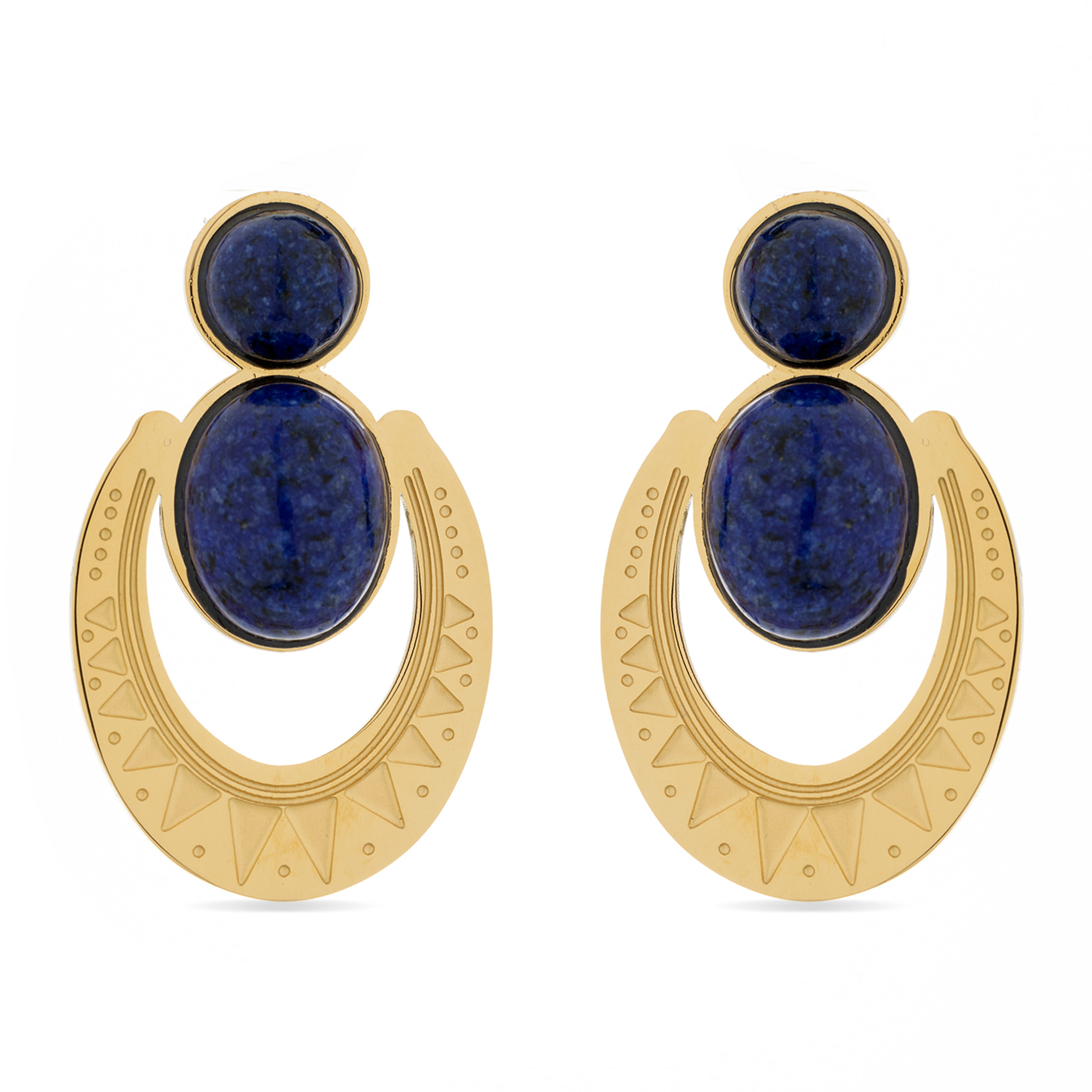 Pendientes de Lapislazuli Natural acabados en oro amarillo de 18K- Euwil