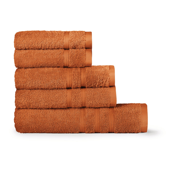 BASSETTI Morbido Asciugamano Asciugamani 480 gr 100% Cotone Set da 5 pz Collezione MONIQUE - BRUCIATO O6