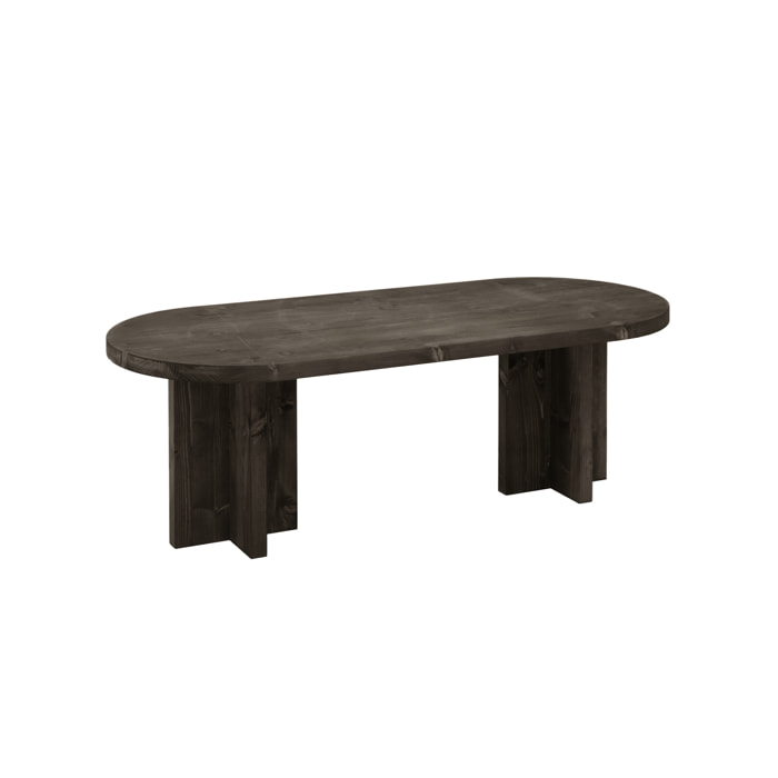 Table basse en bois massif ton noir 120x50cm Hauteur: 40 Longueur: 120 Largeur: 50