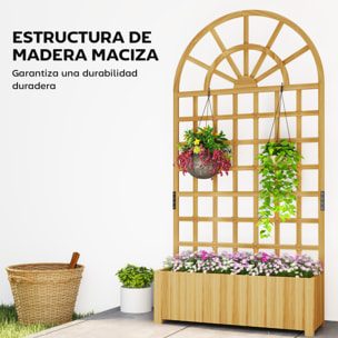 Jardinera con Enrejado de Madera, Jardinera Exterior Grande para Plantas Trepadoras, con Ofricios de Drenaje, Macetero Elevado para Jardín, Patio, Terraza, 90x30x180 cm, Natural