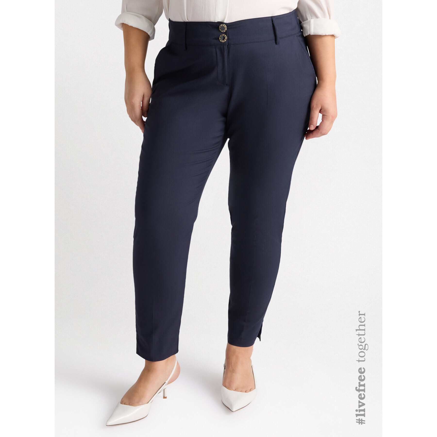 Fiorella Rubino - Pantaloni New York misto cotone - Blu