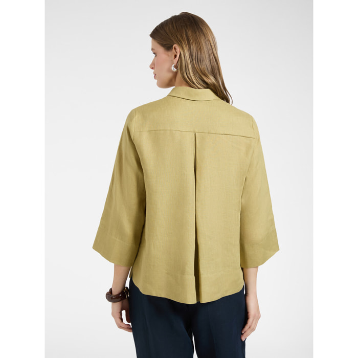 Elena Mirò - Camisa boxy de lino - Verde claro