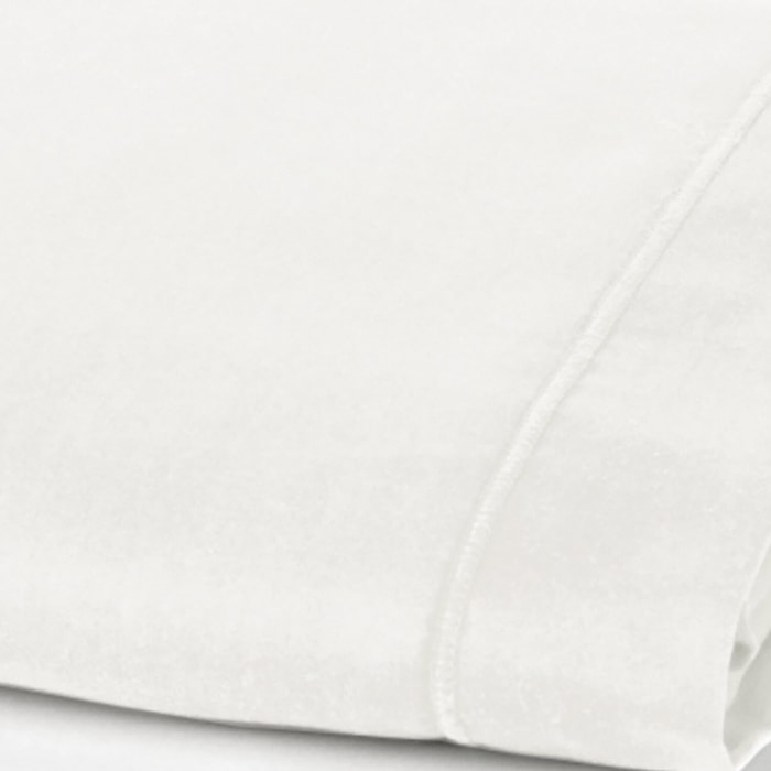 Drap plat uni mélange coton et bambou - blanc