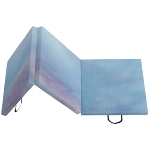 Colchoneta Gimnasia Plegable de Grosor 5 cm, Tapete de Ejercicio, 180x60x5 cm, con Asas de Transporte, Esterilla de Gimnasia para Yoga, Aeróbic, Artes Marciales, Azul Degradado