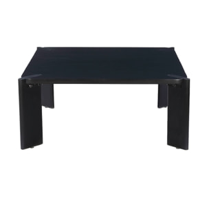 Table basse exotique carrée bois massif 80cm noir - Reva