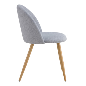 Lot de 2 chaises en tissu gris clair et pieds en métal - Cozy