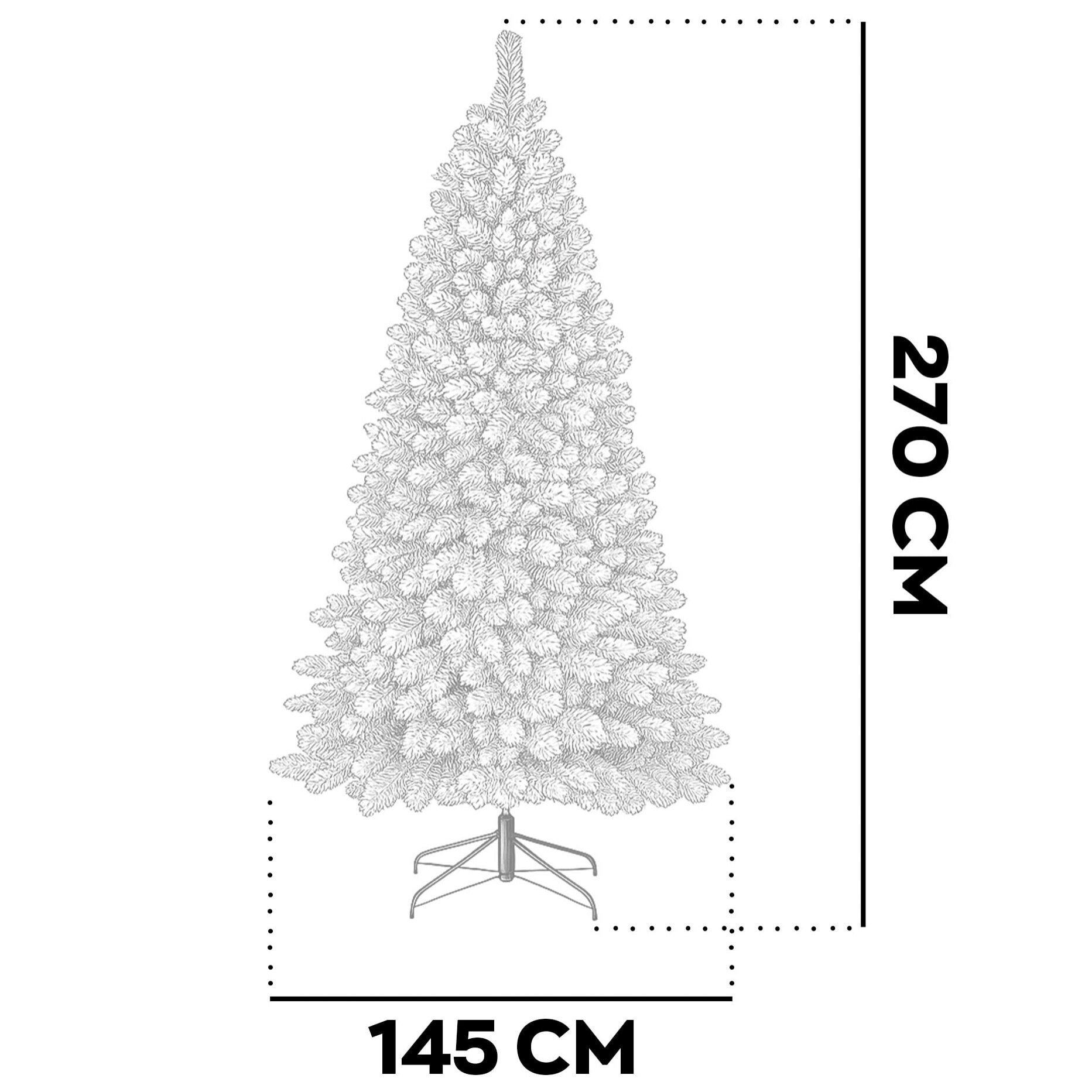 Shinny - Albero di Natale Innevato in PE, PVC e PP Ø145x270H cm, 2507 Punte