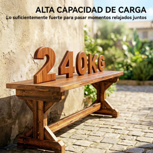 Banco de Jardín de Madera, Banco Rústico Exterior de 2 Plazas con Base en Forma de X, Carga 240 kg, para Patio, Porche, Parque, Balcón, 114x40x46 cm, Carbonizado
