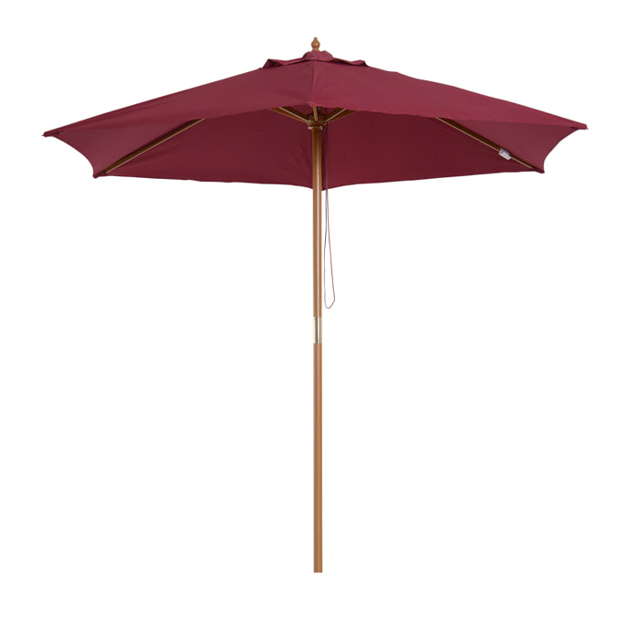 Sombrilla Parasol de Patio Terraza Jardin Ø2,5x2,25m Vino