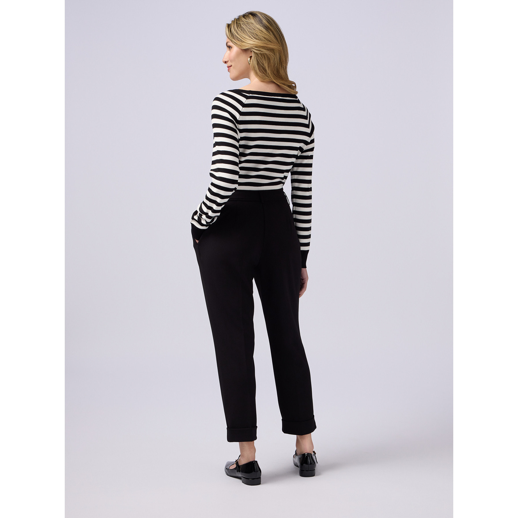 Oltre - Pantaloni regular in tessuto scuba crêpe - Nero