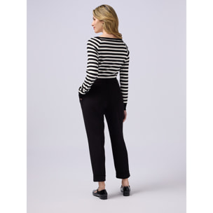 Oltre - Pantaloni regular in tessuto scuba crêpe - Nero