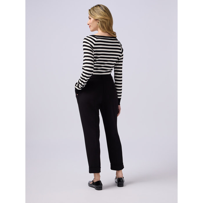 Oltre - Pantaloni regular in tessuto scuba crêpe - Nero