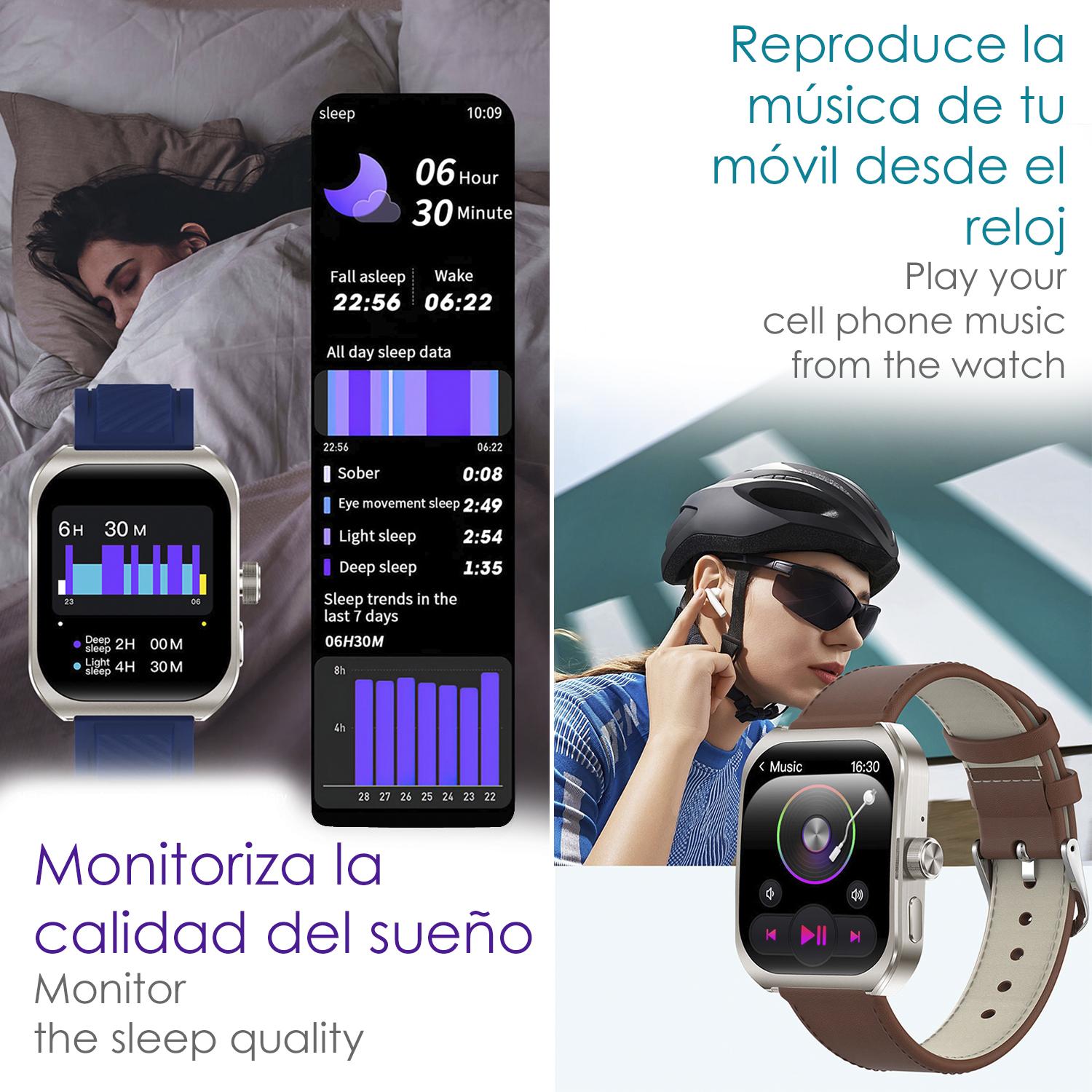 DAM Smartwatch Z88 Pro doble pulsera. Funciones outdoor, llamadas BT, notificaciones push. Funciones deportivas + salud. 5,2x1,2x4,1 Cm. Color: Plata