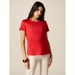 Oltre - T-shirt bimaterica - Rosso