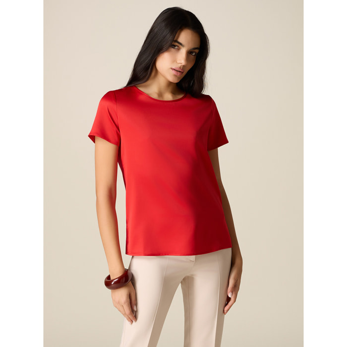 Oltre - T-shirt bimaterica - Rosso