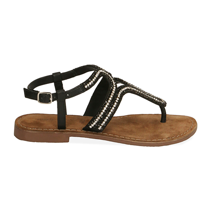 Sandalias de dedo de piel negras