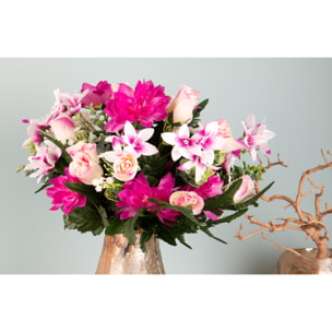 Bouquet c con dalie. Larghezza Cmd - Pezzi 2 - 20X60X20cm - Colore: Rosa - Bianchi Dino - Fiori Artificiali