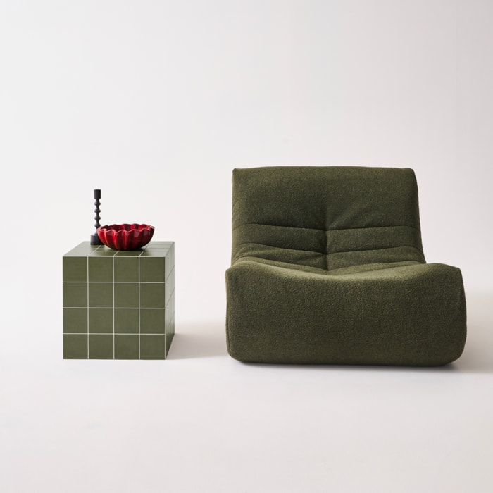 Table basse. table d'appoint cubique imitation carreaux de ciment kaki 40x40cm - Kubeeek