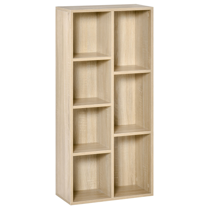 Estantería para Libros Librería de Madera con 7 Compartimentos de Almacenaje Plantas Archivos para Sala de Estar Dormitorio Oficina 50x24x106 cm Roble