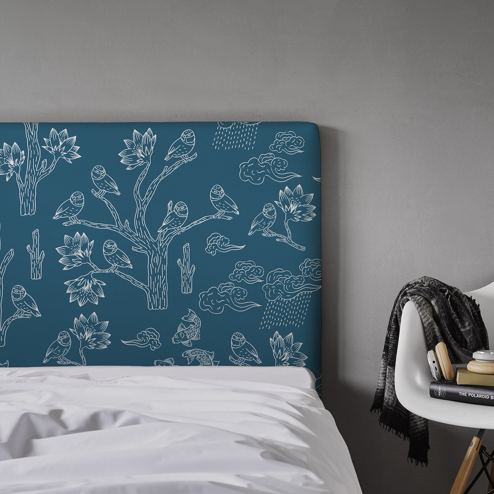 Tête de lit Mésanges bleues | Coloris Bleu | Largeur au choix