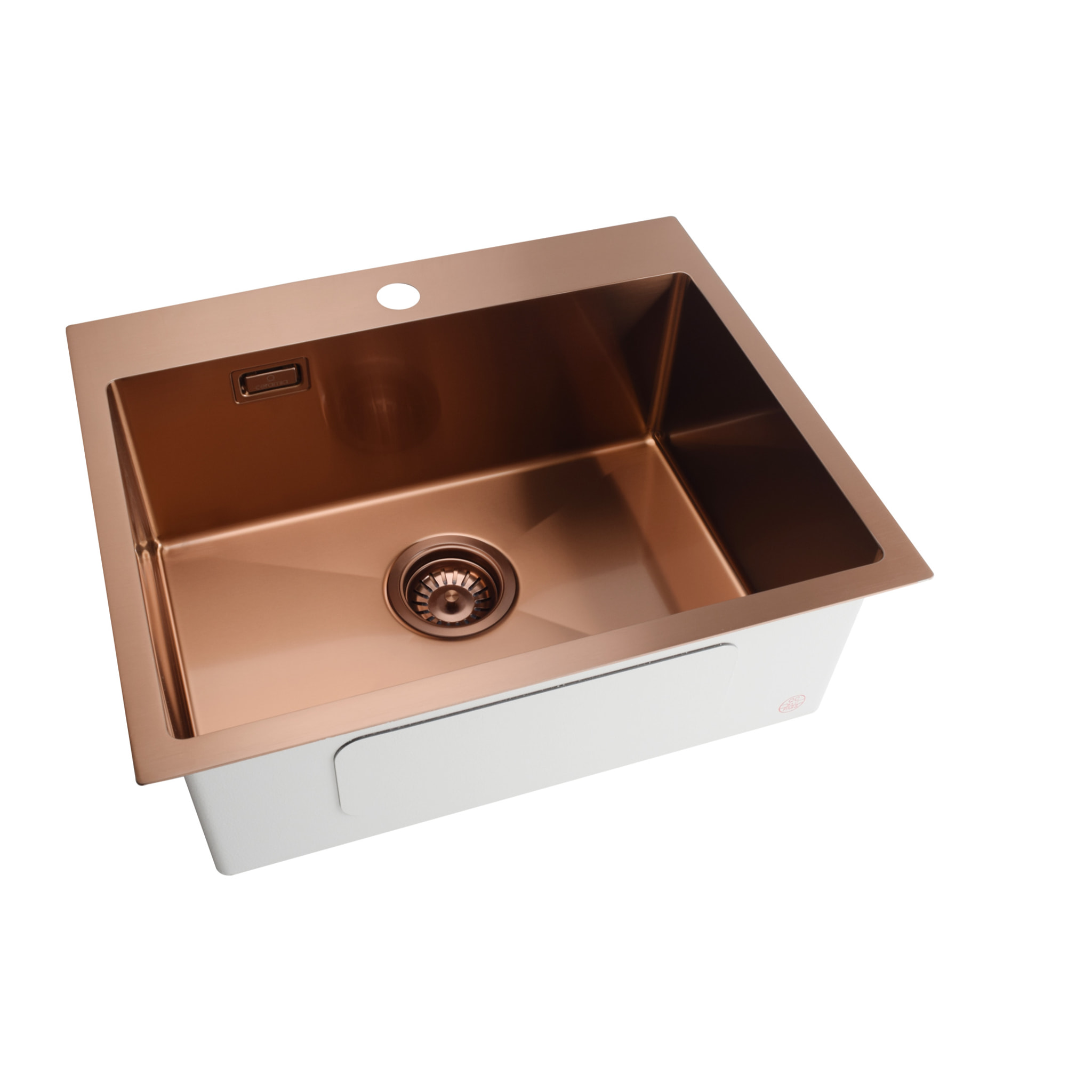 Timeless Évier de cuisine encastrable inox 304, 1 bac, 55x45x21 cm, Cuivre brossé PVD