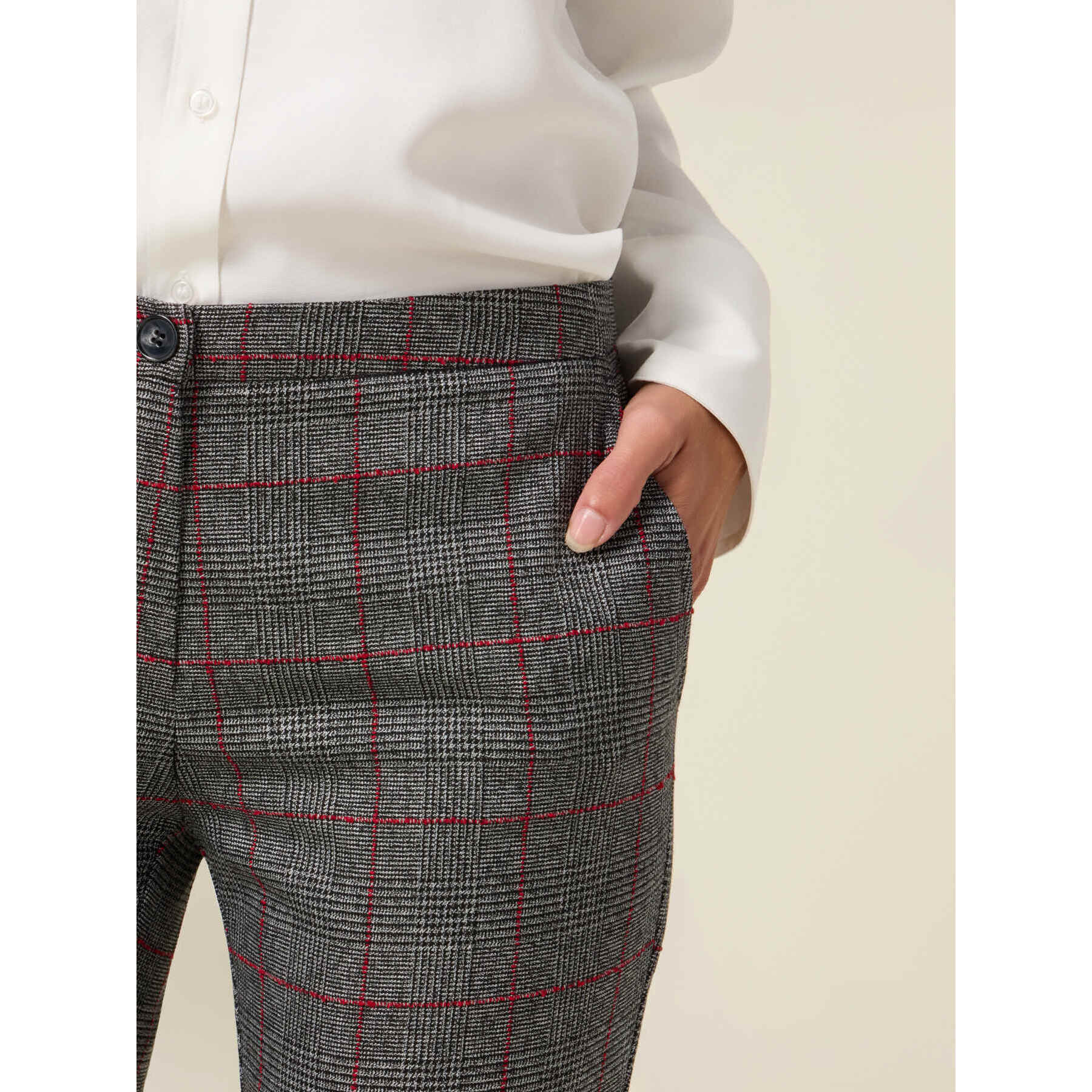 Oltre - Pantaloni check - Grigio