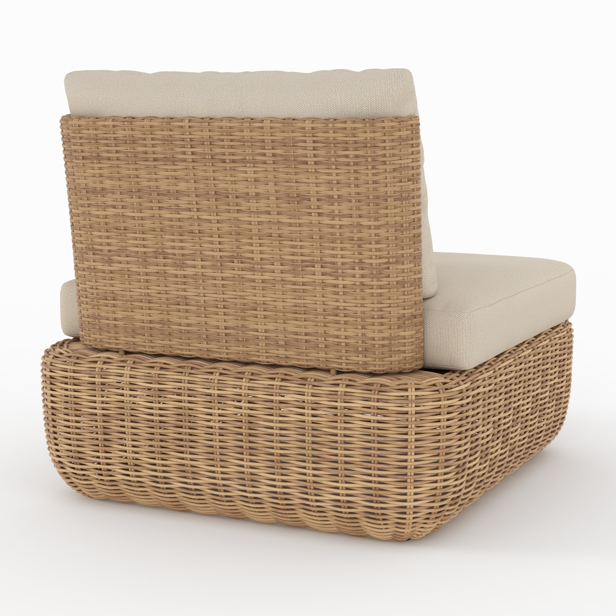 Lot de 2 fauteuils de jardin en rotin synthétique et tissu beige - Sky