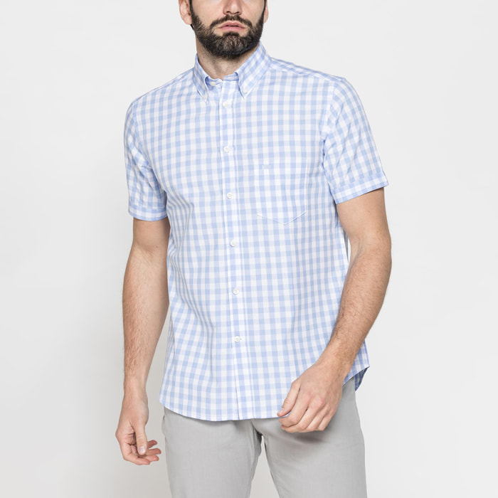 CAMICIA A MANICA CORTA IN COTONE CON FANTASIA