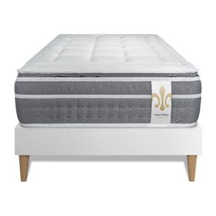 Ensemble Matelas Trente PLUS - 30cm - Hybride - Effet nuage avec surmatelas intégré - Sommier kit Blanc