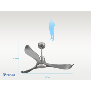 Ventilador de techo Modo Invierno/Verano Termostato Dimable Wifi Motor DC Techos Inclinados Mando a Distancia Luz tres tonos Hypersilence Memoria Vendible Shopify (AUTOMATICO) TrawanganD132C04LED64531 PURLINE