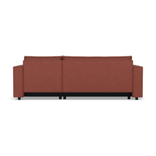 Jonas - canapé d'angle réversible 4 places convertible avec coffre en tissu texturé - Rose