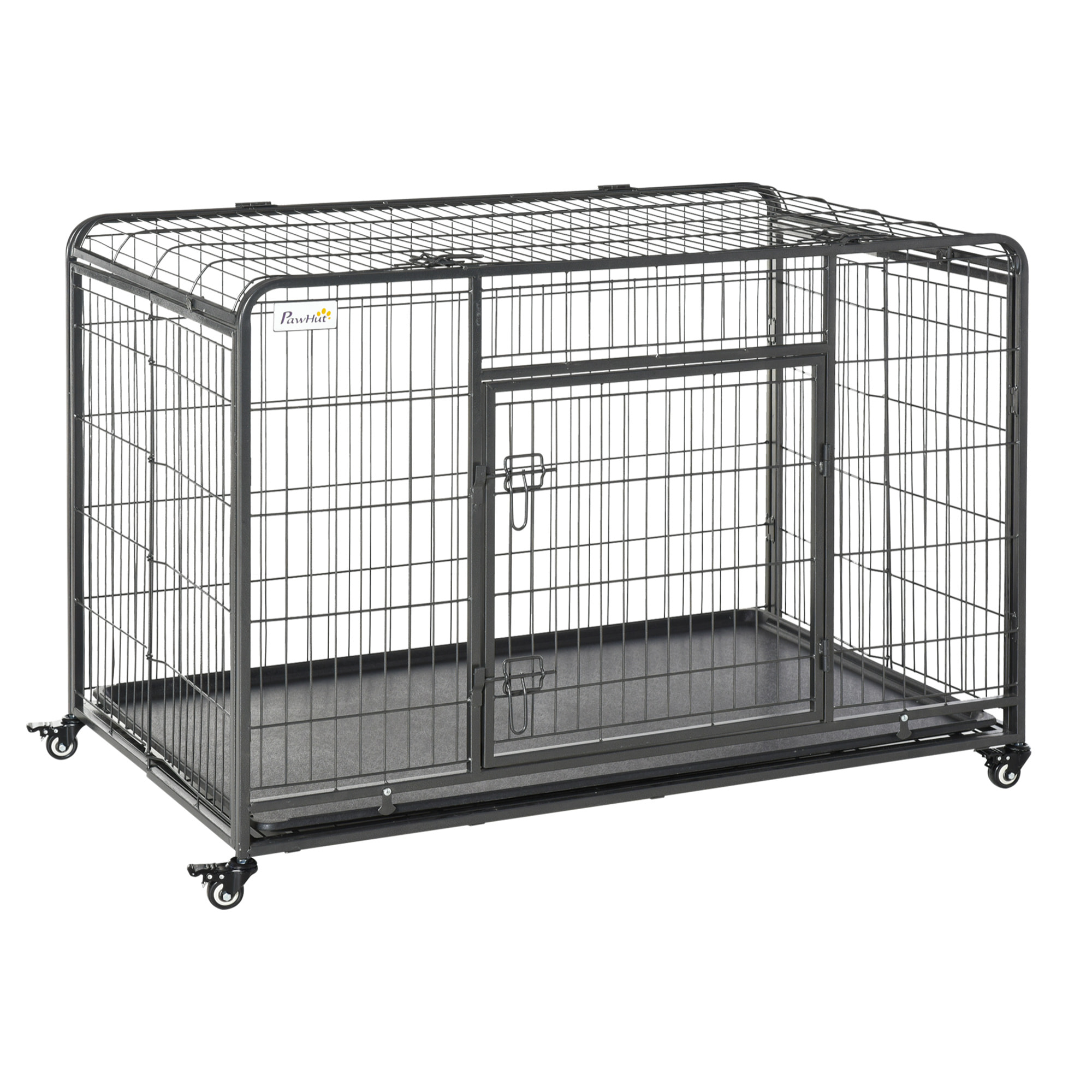 Jaula de Metal para Perros Plegable con Ruedas Bandeja Extraíble 125x76x81 cm